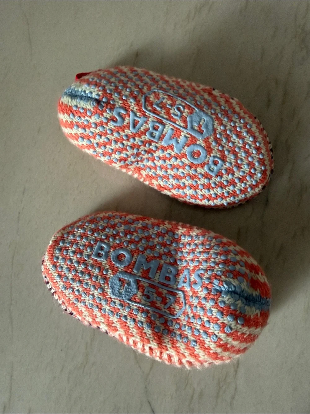 Bombas Kids Coral Pink and Blue Knit Slip-On Shoes